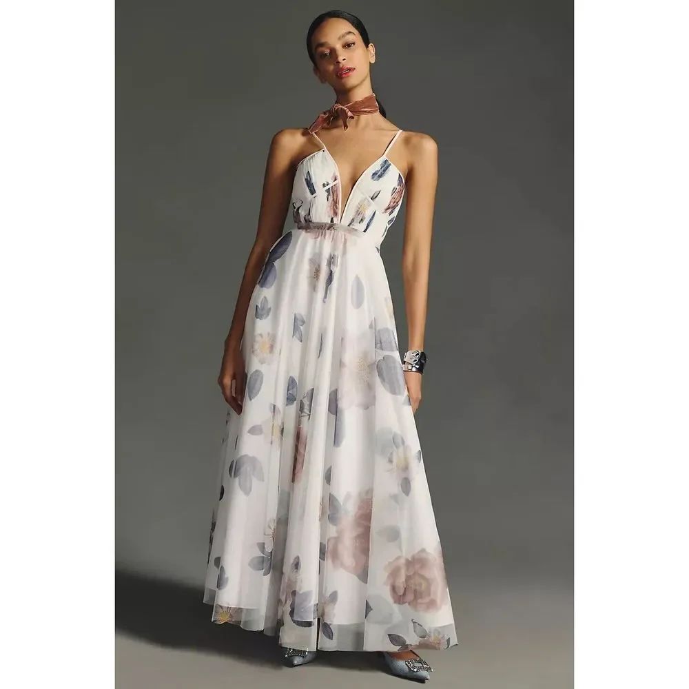 Anthropologie Geisha Designs V-Neck Corset Tulle Dress